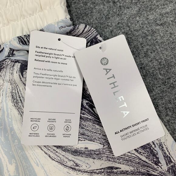 Athleta Shorts Womens XS Extra Small Blue Swirl Marble All Activity Drawstring - Picture 7 of 15